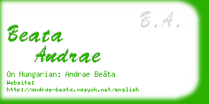 beata andrae business card